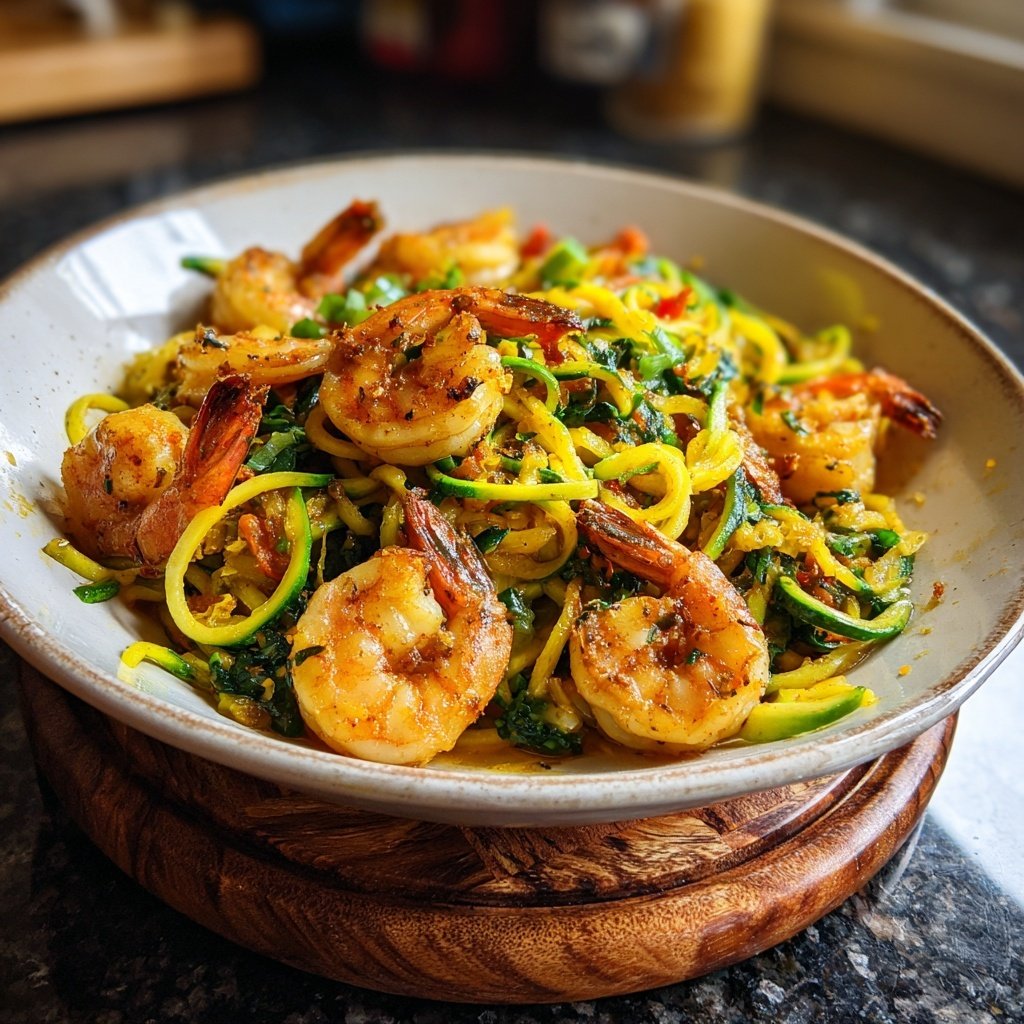 Lemon Zoodle Shrimp Stir-Fry