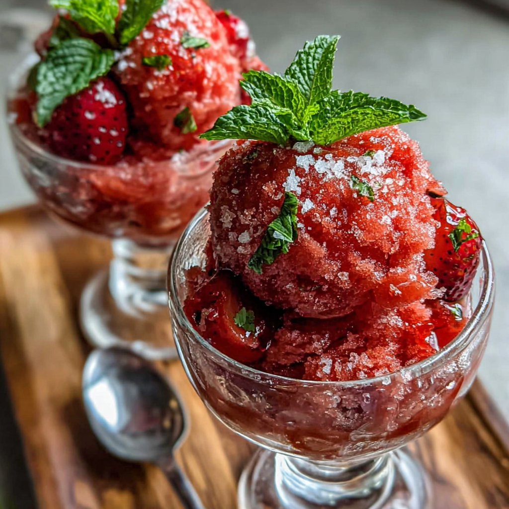 Light Strawberry Sorbet Cups