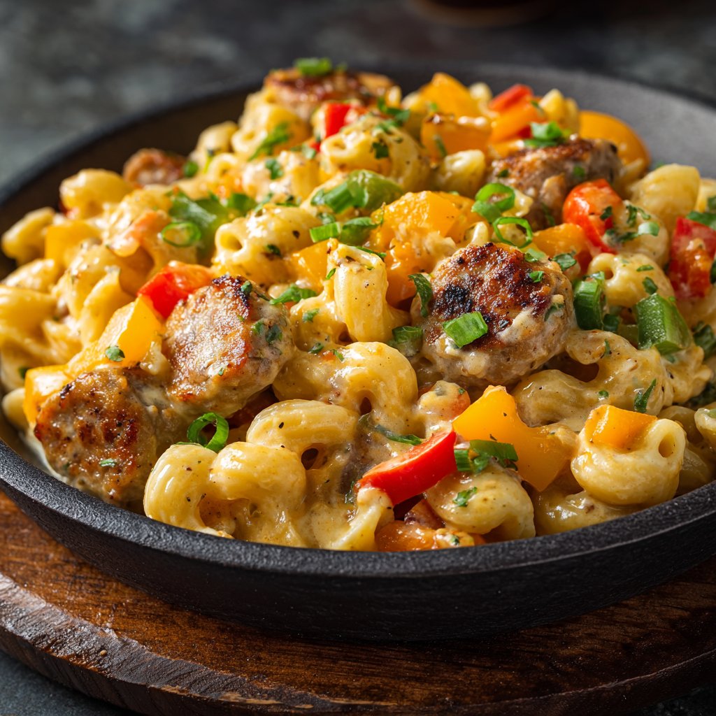 One Pot Creamy Cajun Sausage and Chicken Pasta