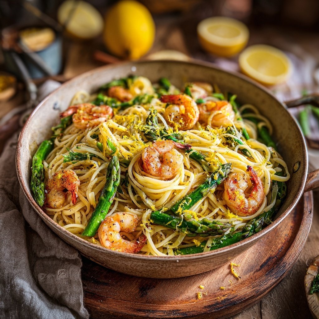 Lemon Shrimp and Asparagus Pasta
